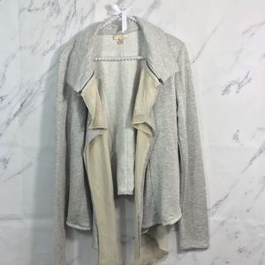 Bordeaux Gray Waterfall Front Knit Tulle Cardigan